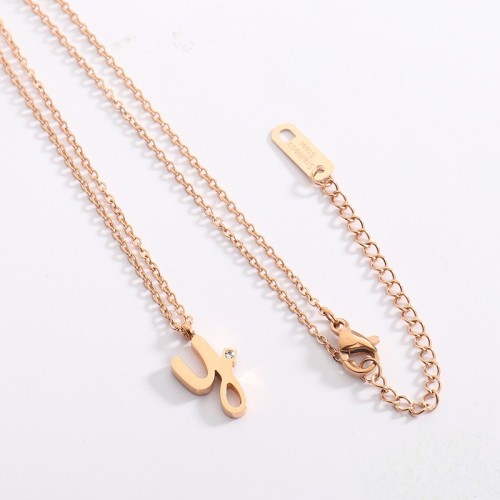 2021 Wholesale Drop Shipping Rose Gold Plated Vivid Letter Y Pendant Necklace Stainless Steel Chain Necklace