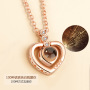 Fashion Valentines Day Gifts 100 Languages I Love You Rose Gold Love Memory Projection Zircon Pendant Necklace Hot sale products