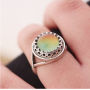 New Arrival Antique Silver Plated Brass Jewelry Adjustable Color Change Mood Stone Ring