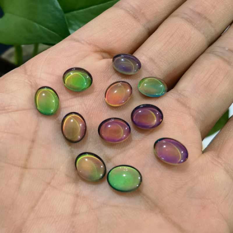 Wholesale Cute 8*10MM Color Changing Mood Oval Stone Loose Glass Beads for DIY Jewelry