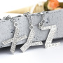 New Trendy Handmade Silver Plated 3A Rhinestone 26 English Letter Initial Key Chain Keychain