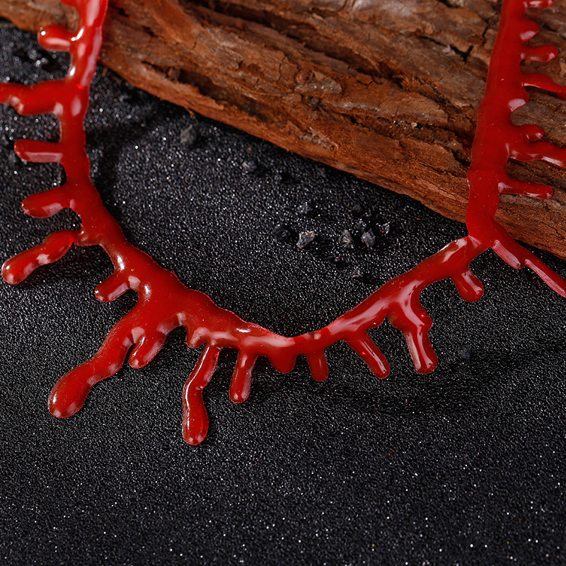 Creative bloody cut blood scar choker necklace red simulation neck bleeding Halloween blood necklace for holiday