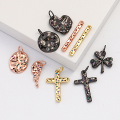 Women 18k Gold Fashion Zircon Body Jewelry Charm Pendant Plated Necklace Earring Four Leaf Clover Wings Love Heart Accessories