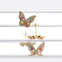 New Handmade Micro Insert Zirconia Gold Brass Lifelike Butterfly Stud Earring Jewelry for Women and Girl