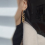 New Trendy 18k Gold Plated Hip Hop CZ  Diamond Cuban Link Chain Shaped Women Girl Brass Hoop Chain Earrings with Gemstone