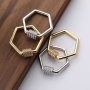 Hot Selling Clear CZ Micro Pave Geometrical Shaped Clasp Carabiner Pendant For Necklace Jewelry Findings