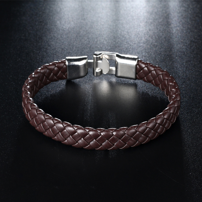 2019 Classic Design Fashion Mens Real Brown Leather Bracelet