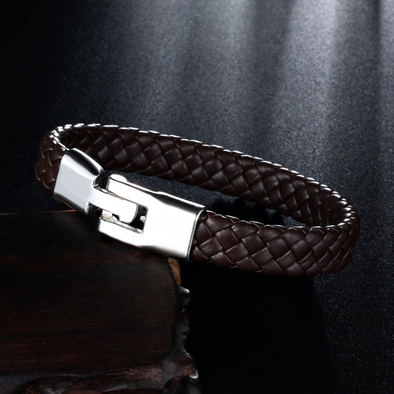 2019 Classic Design Fashion Mens Real Brown Leather Bracelet