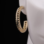 Wholesale Womens Brass Jewelry Hollow Out 27*4MM C Shape Hoop Earring