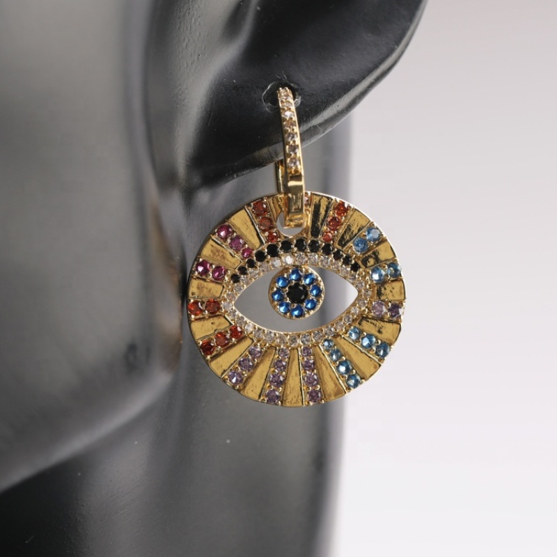 Creative Round Disk KC Gold Plated Zircon Huggie Earrings CZ Jewelry Hoop Earrings Women Joyas Accessories for Woman 2021