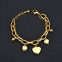 Factory custom 18k gold plated designer women accessories jewelry layered stainless steel heart charm bracelet