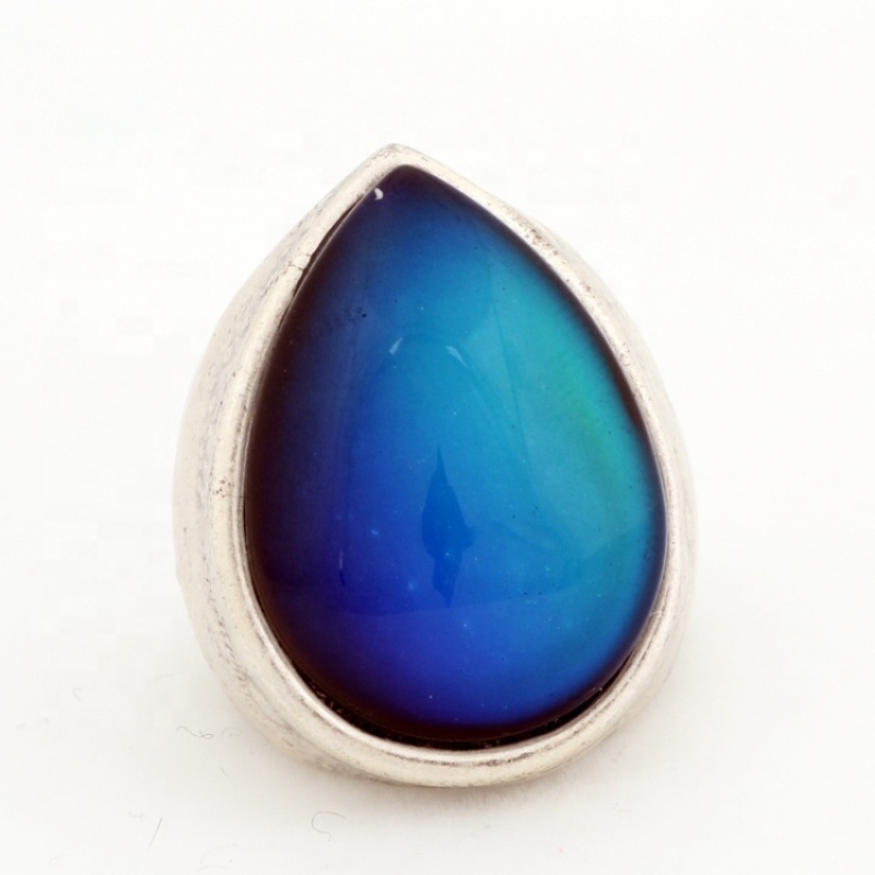 Bohemian Style Handmade Tear Drop Shape Mood Stone Jewelry Ring for Women