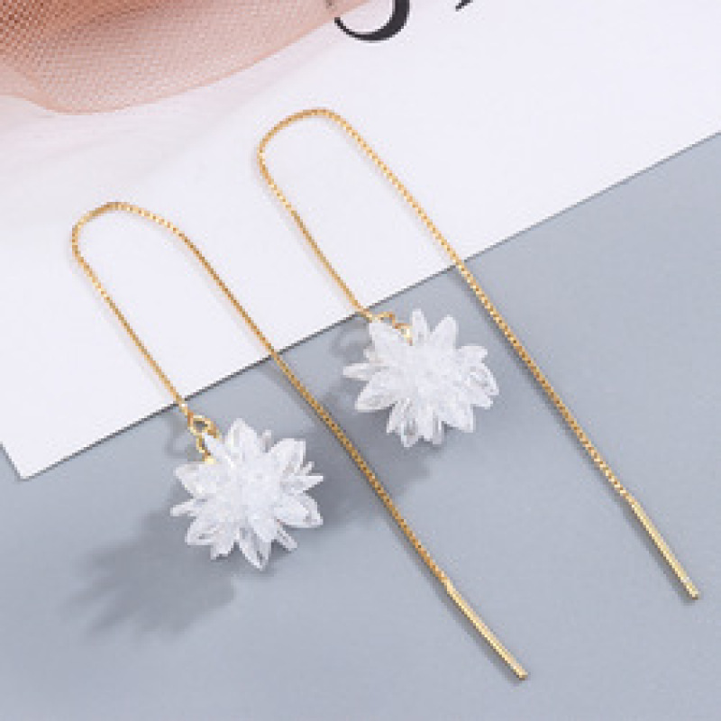 2021 Custom Women Fashion Accessories Elegant Jewelry Shining Ice Flower Tassels Ear Ring 925 Sterling Silver Stud Earrings