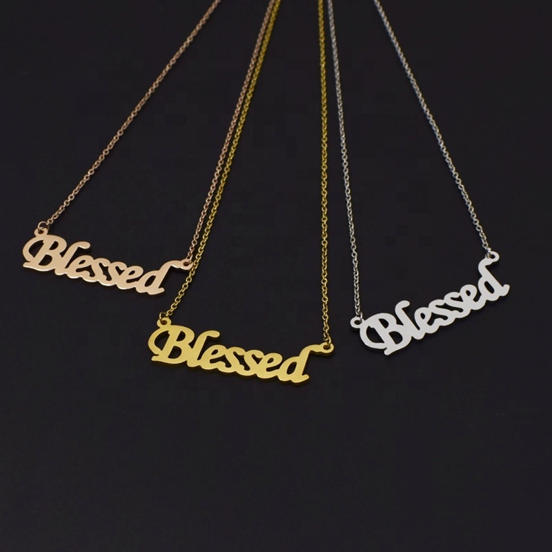 Wholesale Gold and Silver Plated High Quality Stainless Steel Name Blessed Pendnat Necklace