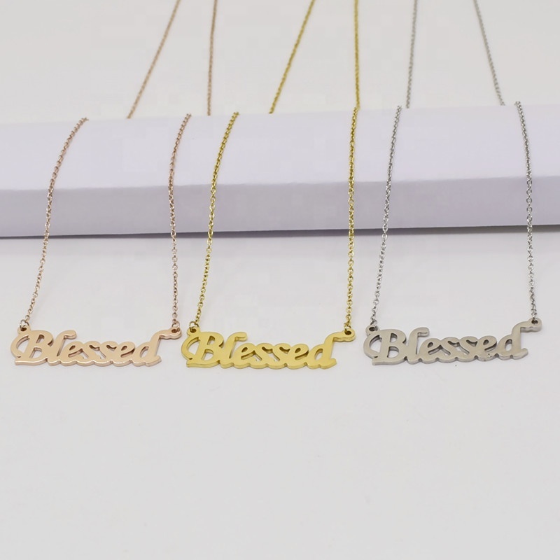 Wholesale Gold and Silver Plated High Quality Stainless Steel Name Blessed Pendnat Necklace