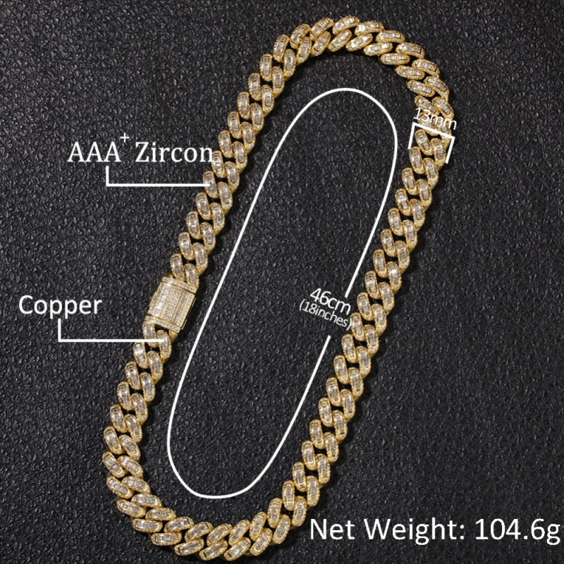 Hip Hop Style Men CZ Micro Pave Zircon Necklace Street Dance Rap Singer Link Chain Necklace