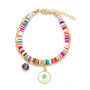 handmade summer women accessories jewelry beach style layered devil eye charm colorful polymer clay disc beads bracelets