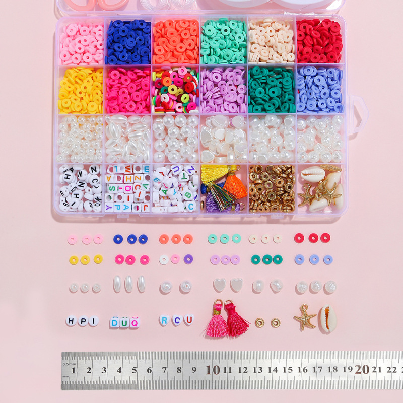 3505PCS Flat Handmade Jewelry DIY Bracelets Necklaces Earrings Craft Kit Set Polymer Clay Beads for Jewelry Making