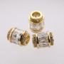 Gold and Silver Plated Crystal Square Zircon Copper Cylinder Bead Pendant for Jewelry Making