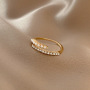 Ins Cold Wind Designs Matching Temperament Open Adjustable Jewelry Hollow Circle Micro Insert Crystal Ring