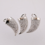 925 Silver Single Hanging Flat Lvory Horn Micro Pave Necklace Pendant Charm with Ring