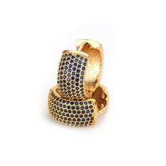 5 Colors CZ Micro Pave Handmade 18K Gold Plated Copper Earring Womens Gift Hoop Huggie Earring