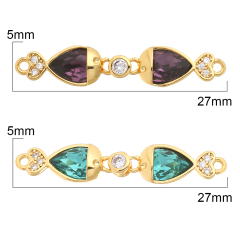 Wholesale Zircon Water Droplets Accessories Diy Making Golde Silver Rose Gold Charm Connector Copper Jewelry Sets Edging Pendant