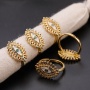 Fashion Luxury Jewelry Gold Plated Zircon Devil Eye Rings Copper Colourful Gemstones Open Ring For Lady Party New Arrival 2021