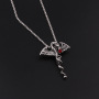 Halloween necklace jewelry antique silver plated dragon with diamond pendant necklace for man