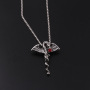 Halloween necklace jewelry antique silver plated dragon with diamond pendant necklace for man