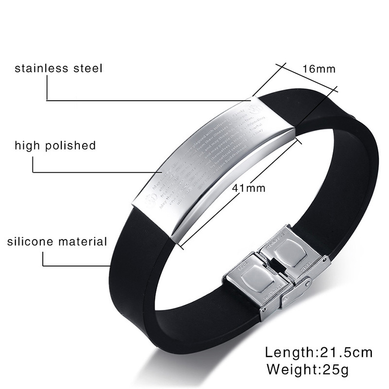 Custom Designs Silicone Material Personalized Cross Men Bangle Bracelet Wholesale