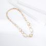 New Arrival Gold Plated Single Layered Round Spliced Pearl Pendant Fashion Link Chain Necklace