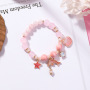 Young Ladies Sweet Holiday Ocean Style Bracelet Pink/Purple/Blue Beads Bracelet with Dolphin Charm