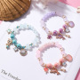 Young Ladies Sweet Holiday Ocean Style Bracelet Pink/Purple/Blue Beads Bracelet with Dolphin Charm