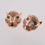 Silver and Gold Plated Micro Pave 12MM Copper Leopard Head Charm for Jewelry Making