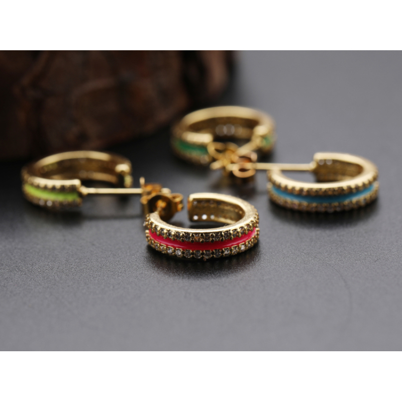 New 2021 Trendy Micro Insert Zirconia Design Charm Jewelry Circle Hoop Earrings for Women and Girl
