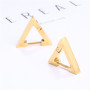Popular Hip Hop stainless steel black gold geometric triangle clip-on earrings