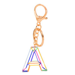 Creativity Design Colorful Stripe Iron Customized Key Chains Alphabet Car Resin Letter Keychain