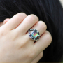 2021 Trendy custom vintage big gemstone crystal stone jewelry color change magic mood rings for men and women