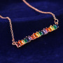 Multi Color Cubic Zirconia Bar Pendant Necklace Ladys Jewelry Rainbow Necklace