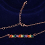 Multi Color Cubic Zirconia Bar Pendant Necklace Ladys Jewelry Rainbow Necklace