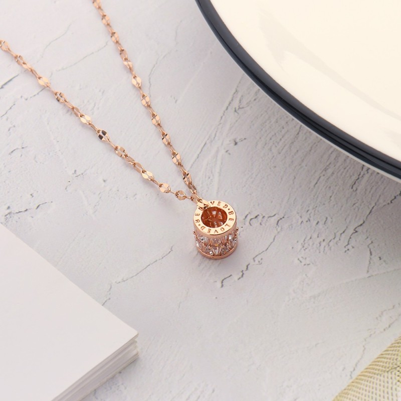 New Design Rose Gold Micro Insert Square Zirconia Transfer Beads Necklace Simple Gift Pendants Necklace