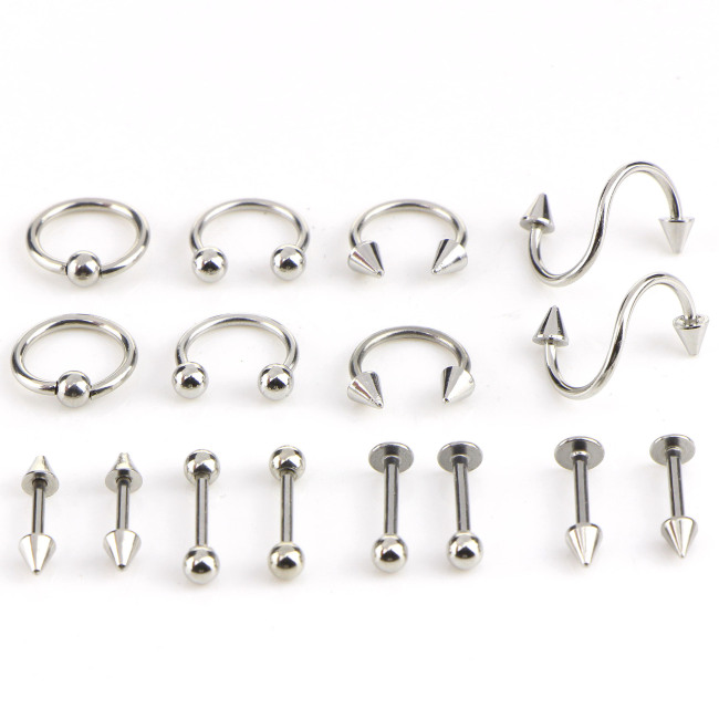 2021 Designer face jewelry 16 pcs 1.2mm hypoallergenic coluured surgical steel septum ring real piercing nose rings cuff