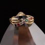 18K Gold Plating Fashion Jewelry Multi CZ Micro Pave Adjustable Baguette Stone Wave Finger Ring For Girl