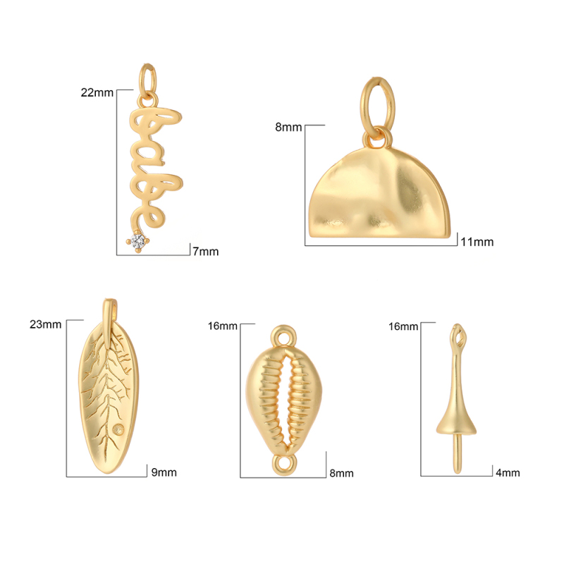 Custom Woman Pendant Charms 18k gold Plated Hand Made Jewelry Leaves babe copper Fishhook Clasp Conch Accessories