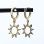 Plated Star Shape Dangle Earrings Gold Charm Earrings Zircon Women's Brass Handmade Hip Hop Style Micro Insert 18k CLASSIC