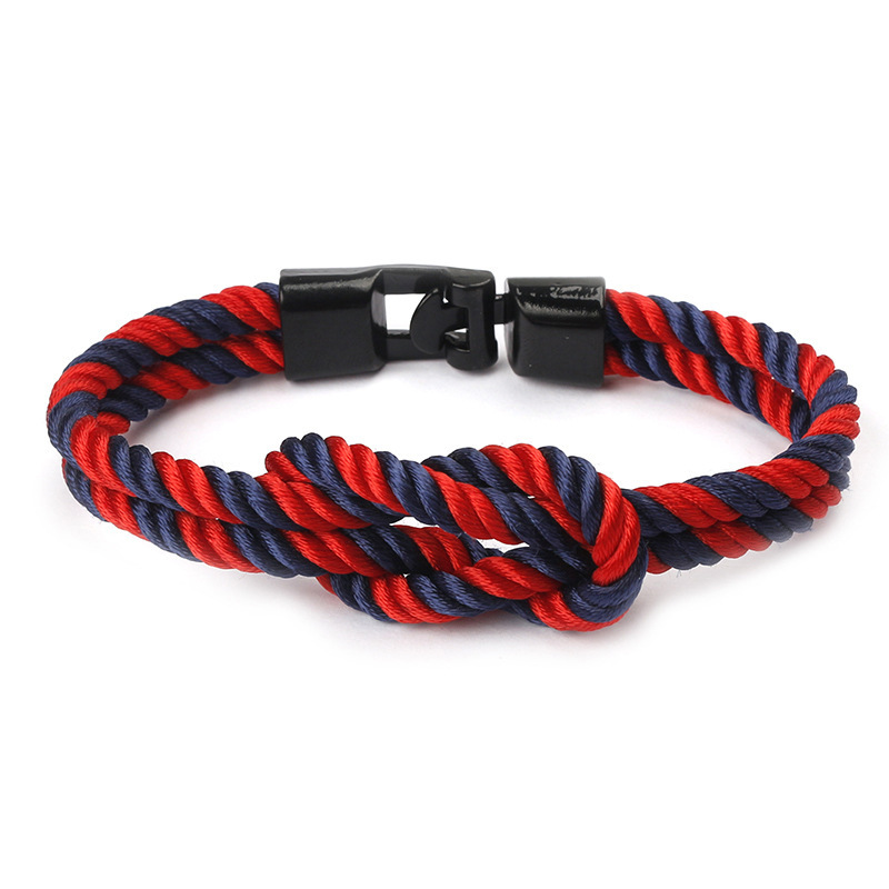 Best Selling Custom Colored Mens Rope Bracelets With Stainless Steel Clasp