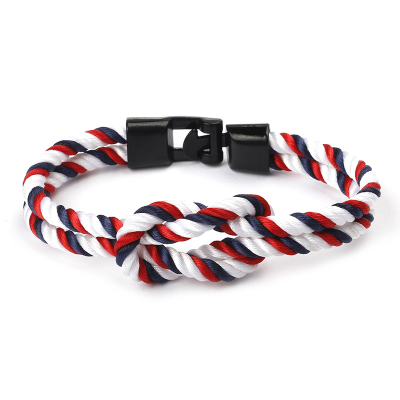 Best Selling Custom Colored Mens Rope Bracelets With Stainless Steel Clasp