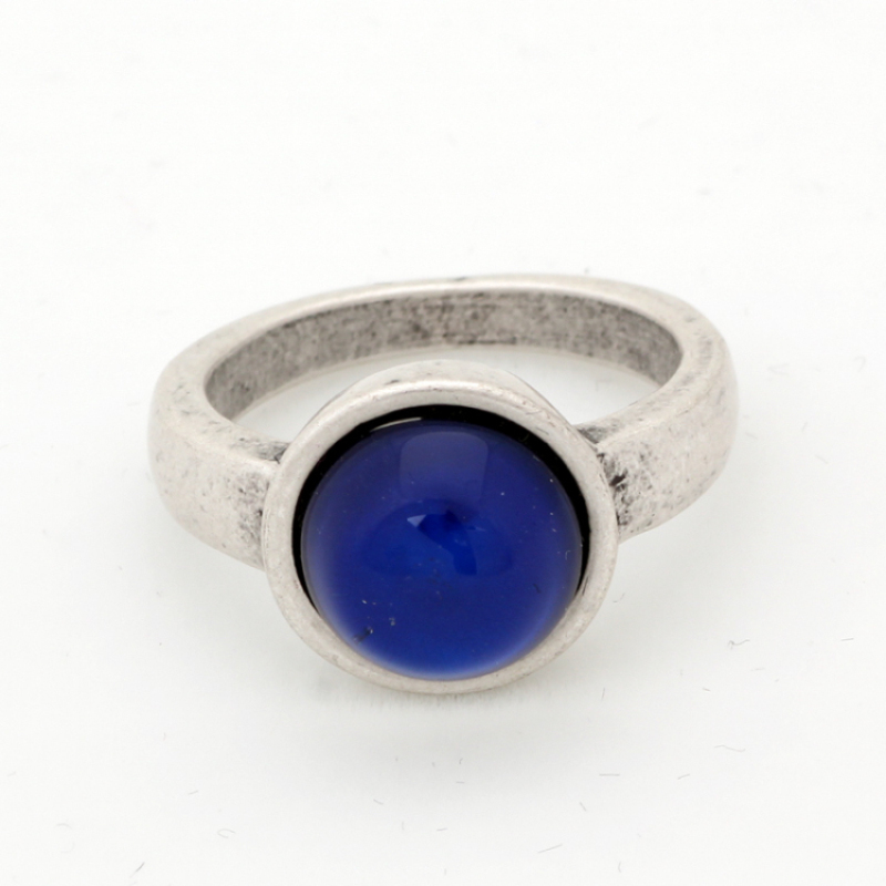 New Hot Sale Retro Silver Plated Single Color Change Mood Stone Jewelry Ring