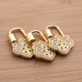 Clear CZ Micro Pave lucky Lock Screw Clasp Carabiner Gold Plated lucky Pendant for Necklace Jewelry Making
